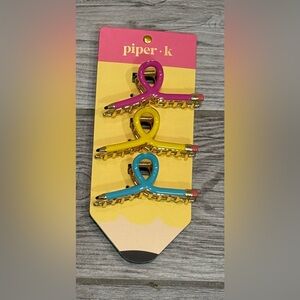 Brand new Piper K teacher School-Themed Hair Clips pencil Set - Multicolor